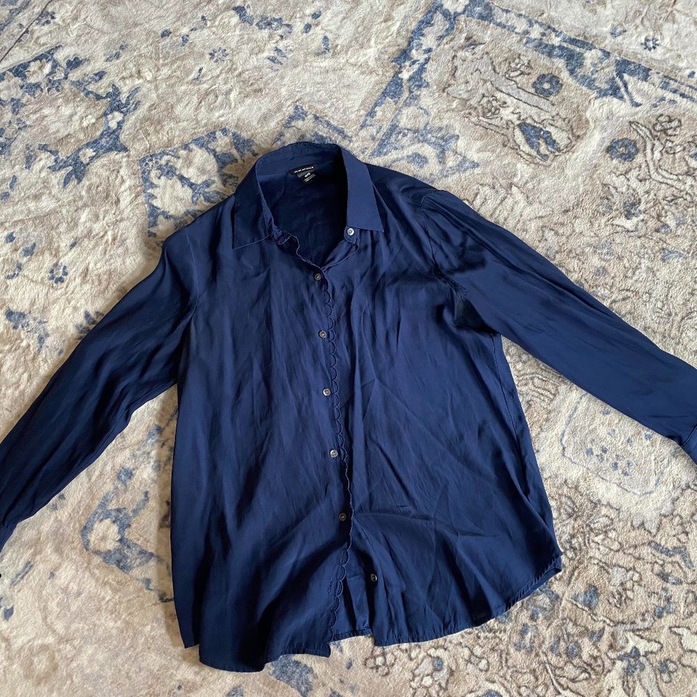 Blue Club Monaco Silk Blouse Size Medium
